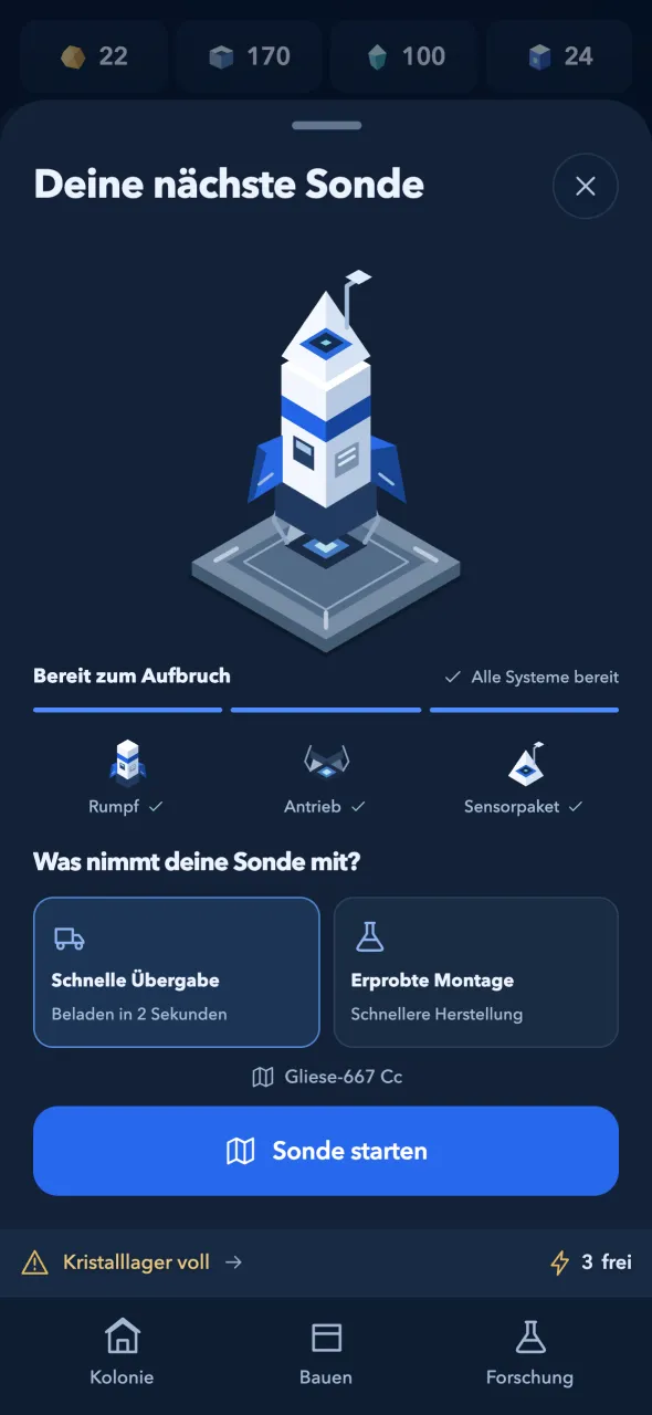 Die nächste Sonde auf der Startrampe, bereit zum Aufbruch